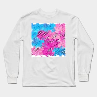 Pinkit blue Abstract Long Sleeve T-Shirt